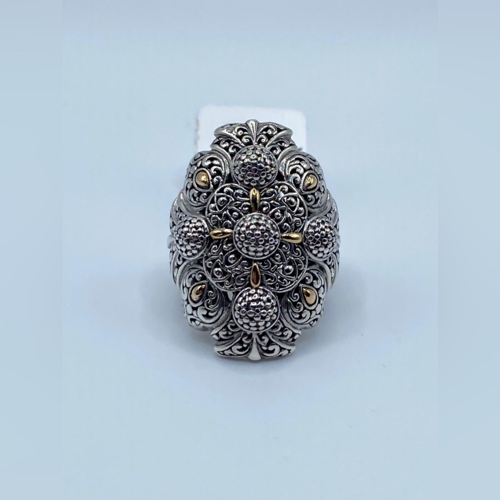 NWT Artisan Gem Collection Of Bali Sterling Silver & Gold Accent Filigree Ring